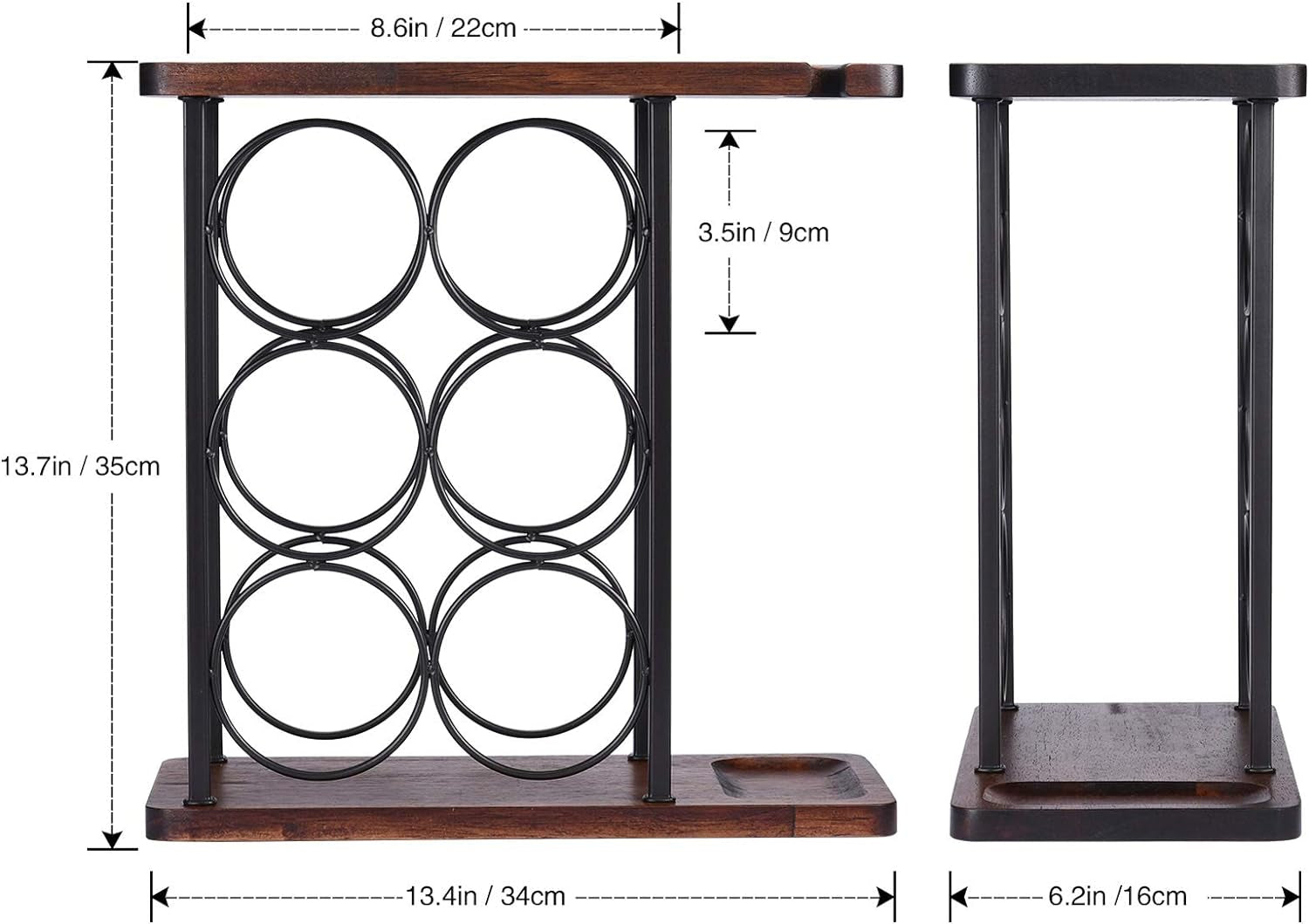 Wine Rack with Glass Holder, Countertop Wine Rack, Wooden Wine Holder with Tray,