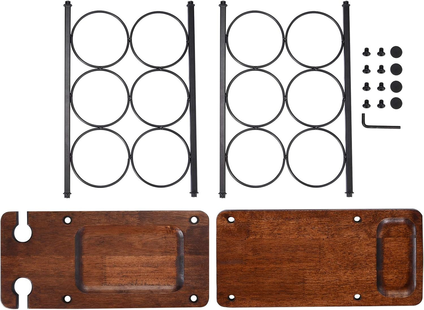 Wine Rack with Glass Holder, Countertop Wine Rack, Wooden Wine Holder with Tray,