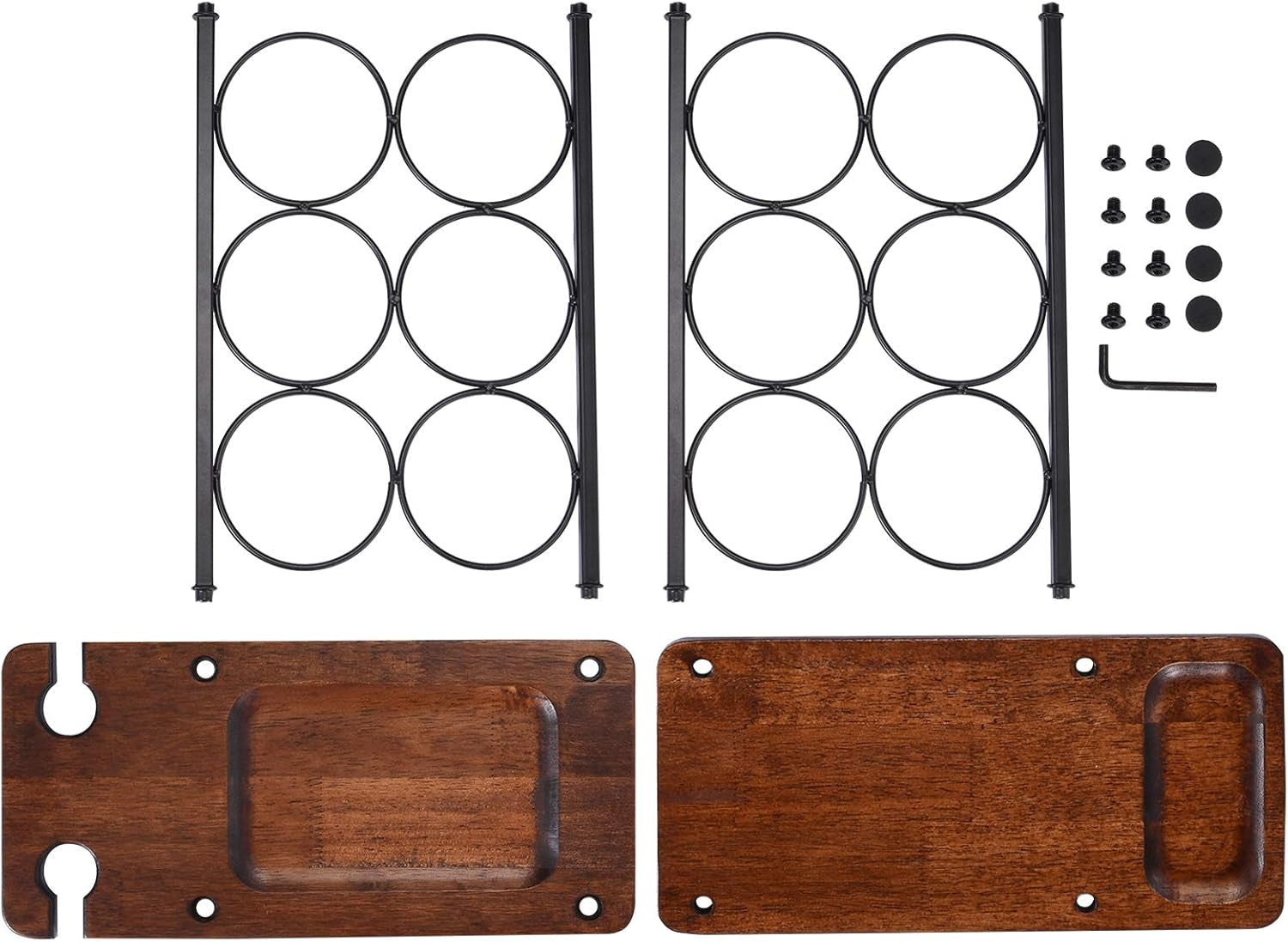 Wine Rack with Glass Holder, Countertop Wine Rack, Wooden Wine Holder with Tray,